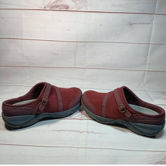 Easy Spirit Suede Clogs - Comfort Slip On Shoes‎ Burgundy Mules - Womens 7 W - Picture 1 of 7